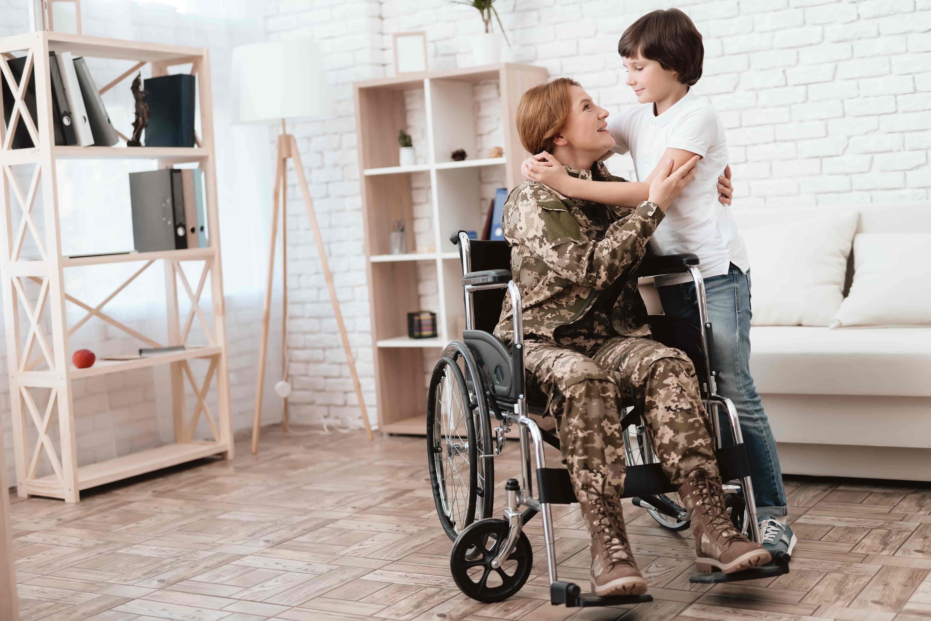 Disabled veteran and family